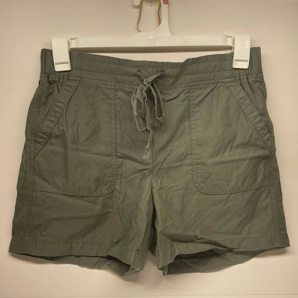 Talbots Cotton Blend Army Green Shorts Drawstring Waist 30” Size Medium B#23